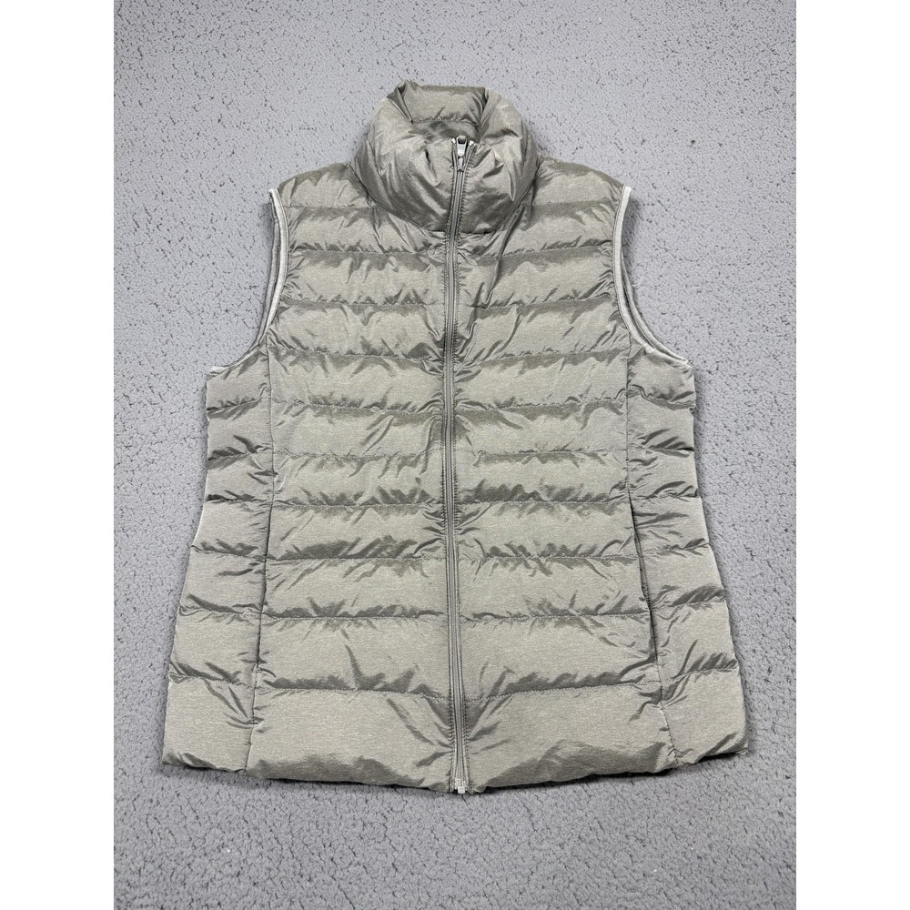 Uniqlo Vest Womens Medium Gray Down Puffer‎ Full Zip Water Repellent Lightweight